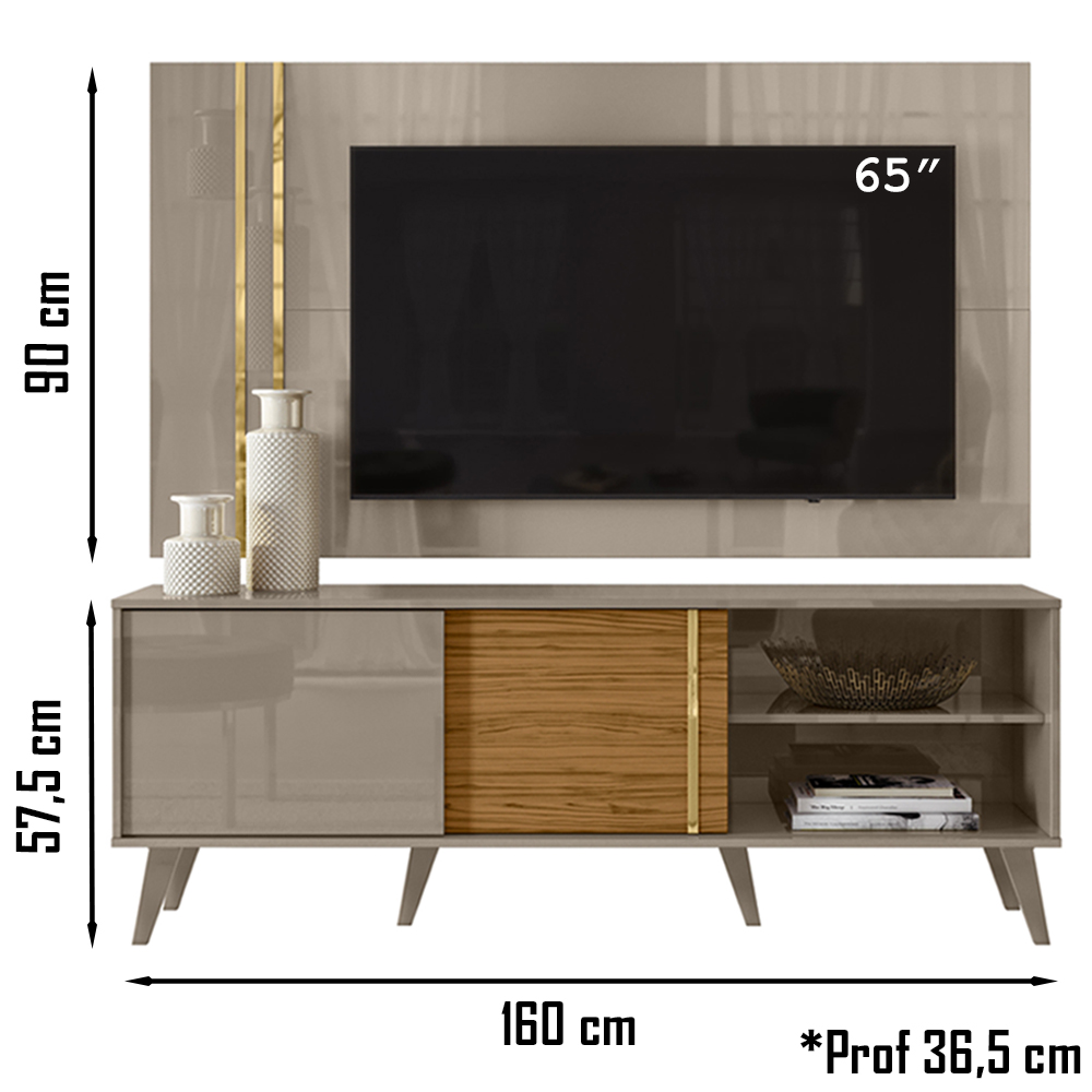 Rack Com Painel Para TV 65 Polegadas 7131 Fendi Naturale Madetec