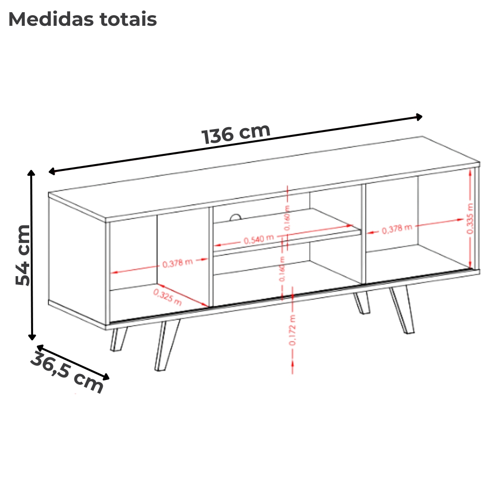 Rack Para Tv 55 Pol 2 Portas 136 cm Lisboa Calacata Off White MADETEC