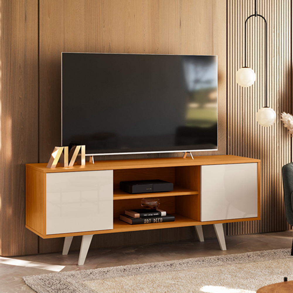 Rack Para Tv 55 Pol 2 Portas 136 cm Lisboa Calacata Off White MADETEC