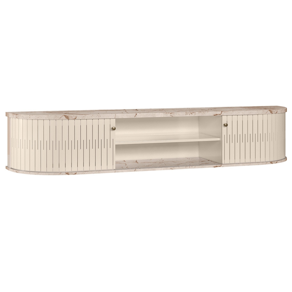 Rack Suspenso Tv 75 Pol 2P 183 cm Algarve Calacata Off White MADETEC