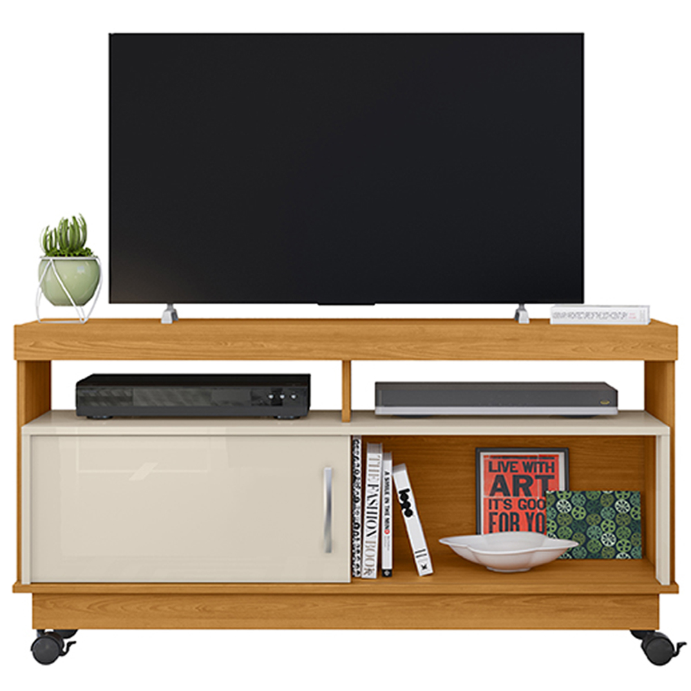 Rack Tv 50 Pol 121 cm 1 Porta Artur Cinamomo Off White MADETEC