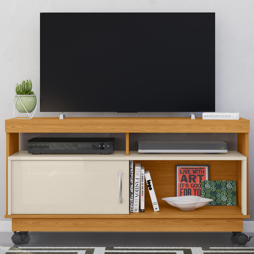 Rack Tv 50 Pol 121 cm 1 Porta Artur Cinamomo Off White MADETEC