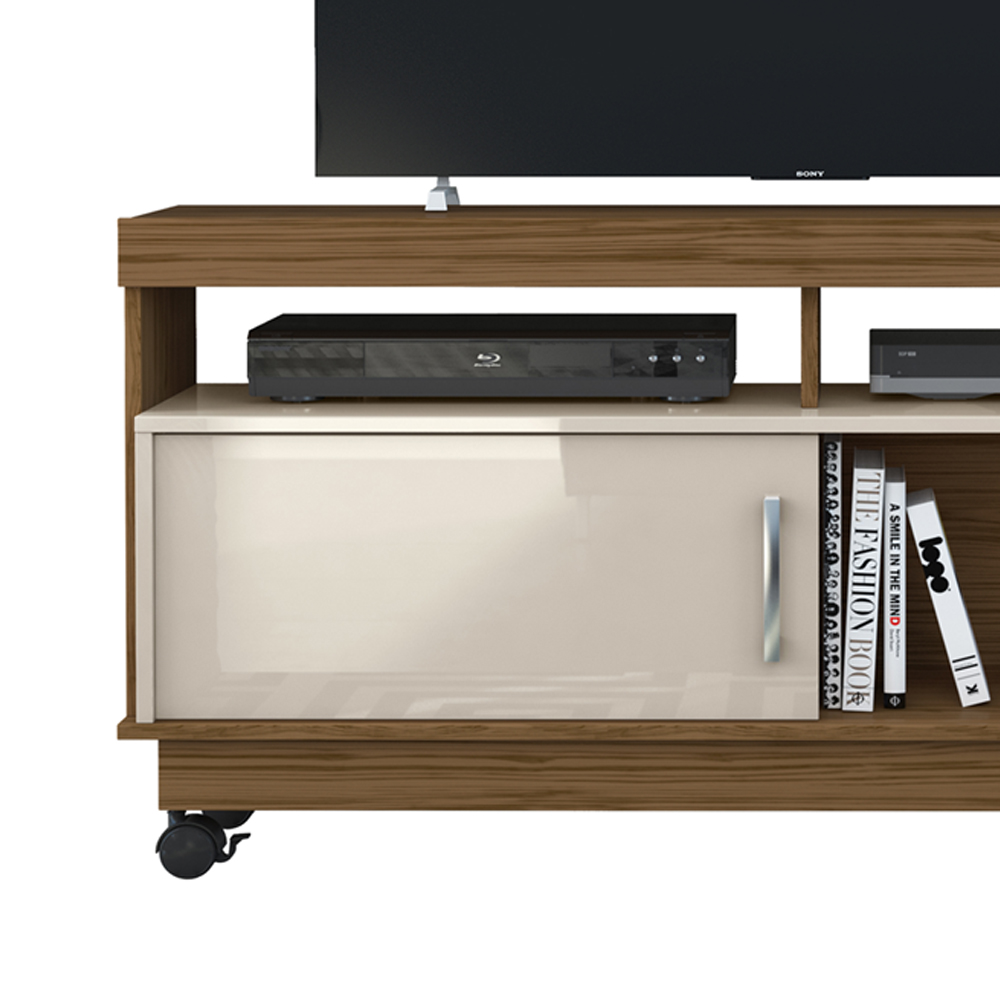 Rack Tv 50 Pol 121 cm 1 Porta Artur Naturale Off White MADETEC