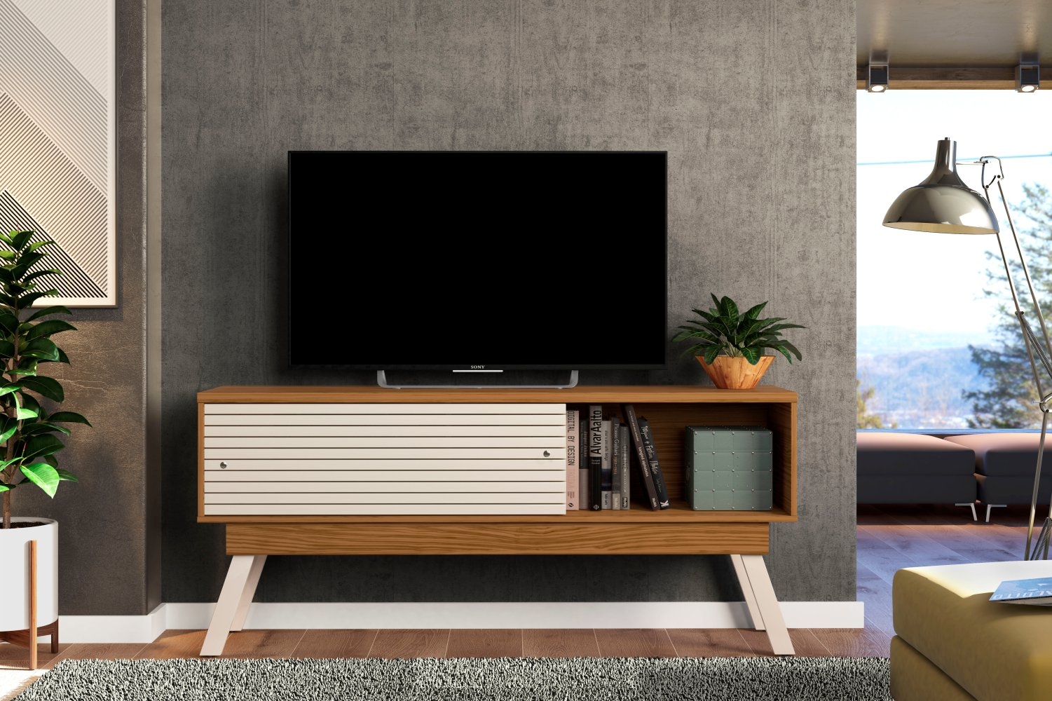 Rack para TV Vintage Terry 1.5 Naturale Off White