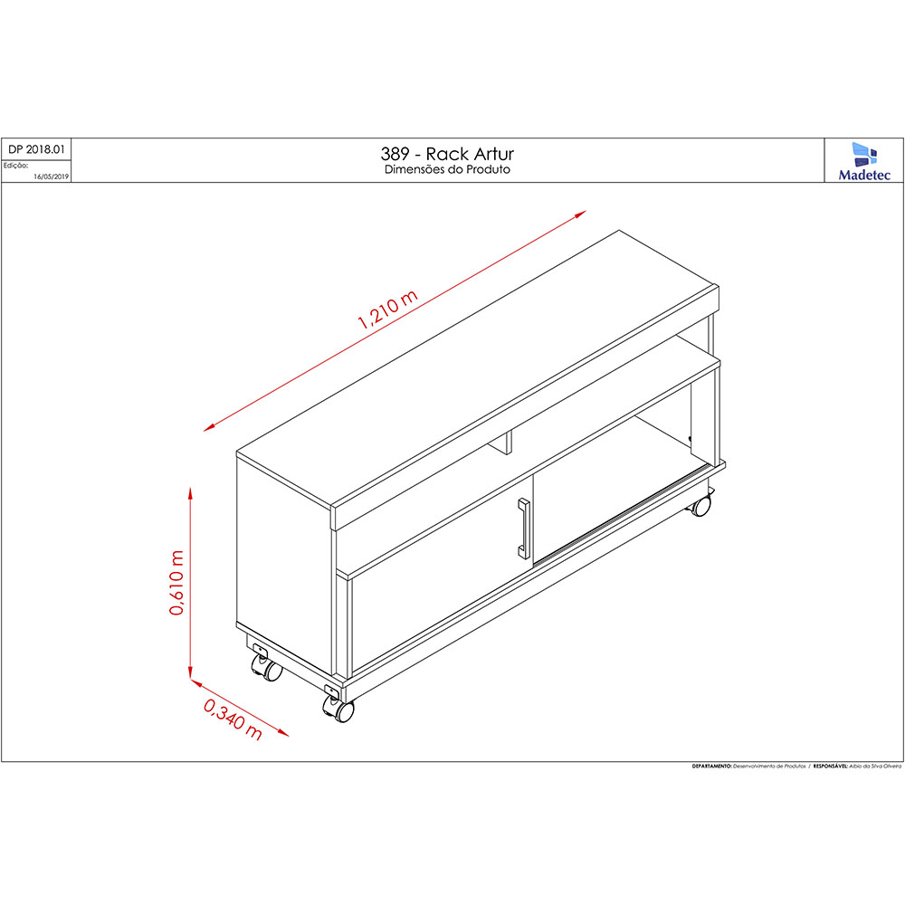 Rack para TV de até 50 Polegadas Artur - Madetec