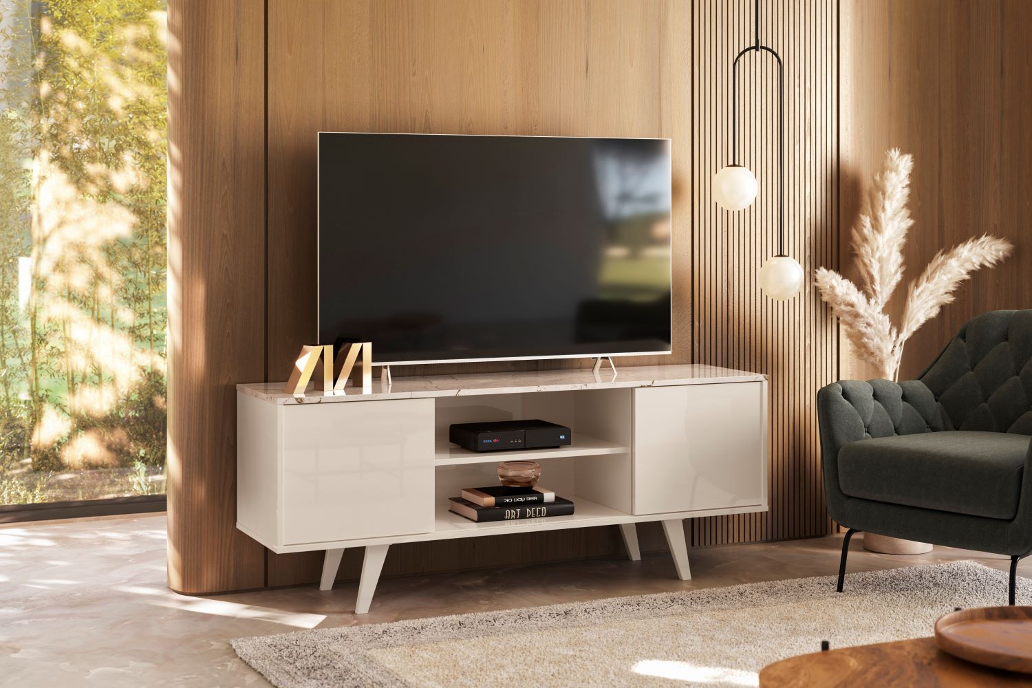 Rack para TVs até 55 Polegadas Tibet Calacata Off-White