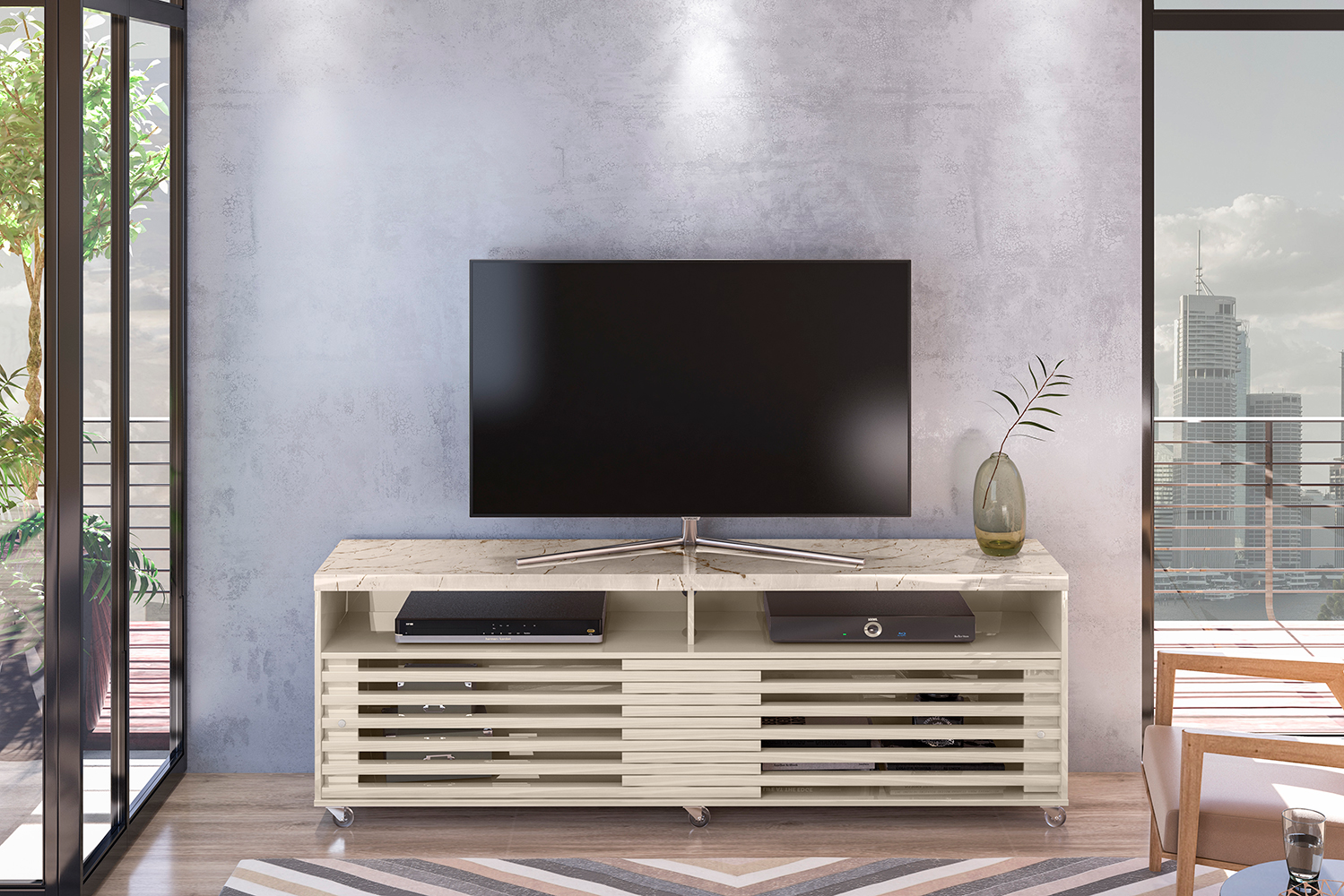 Rack para TVs até 65 Polegadas Gaspar Calacata Off-White