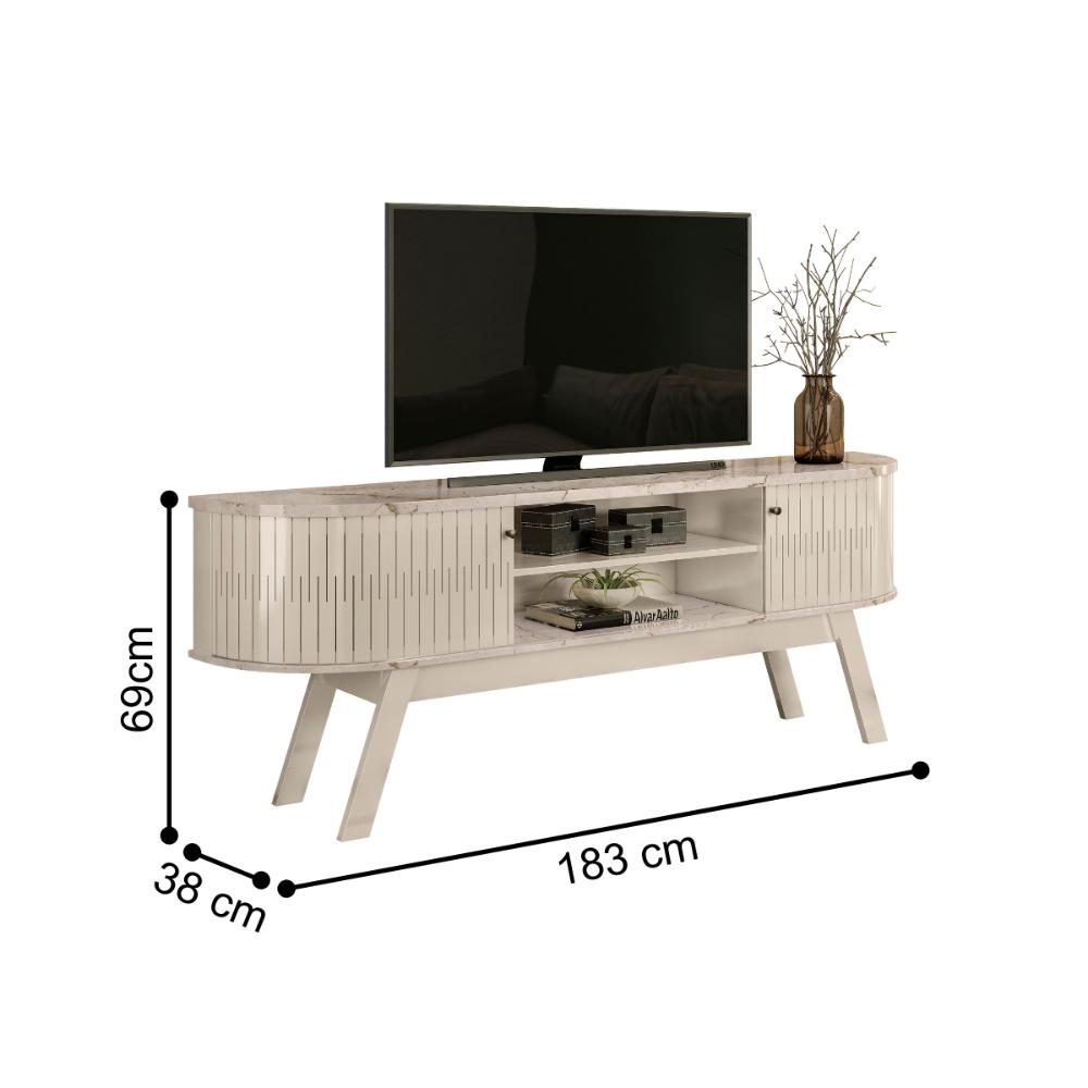 Rack para TVs de 75" Oxônia Calacata Off White