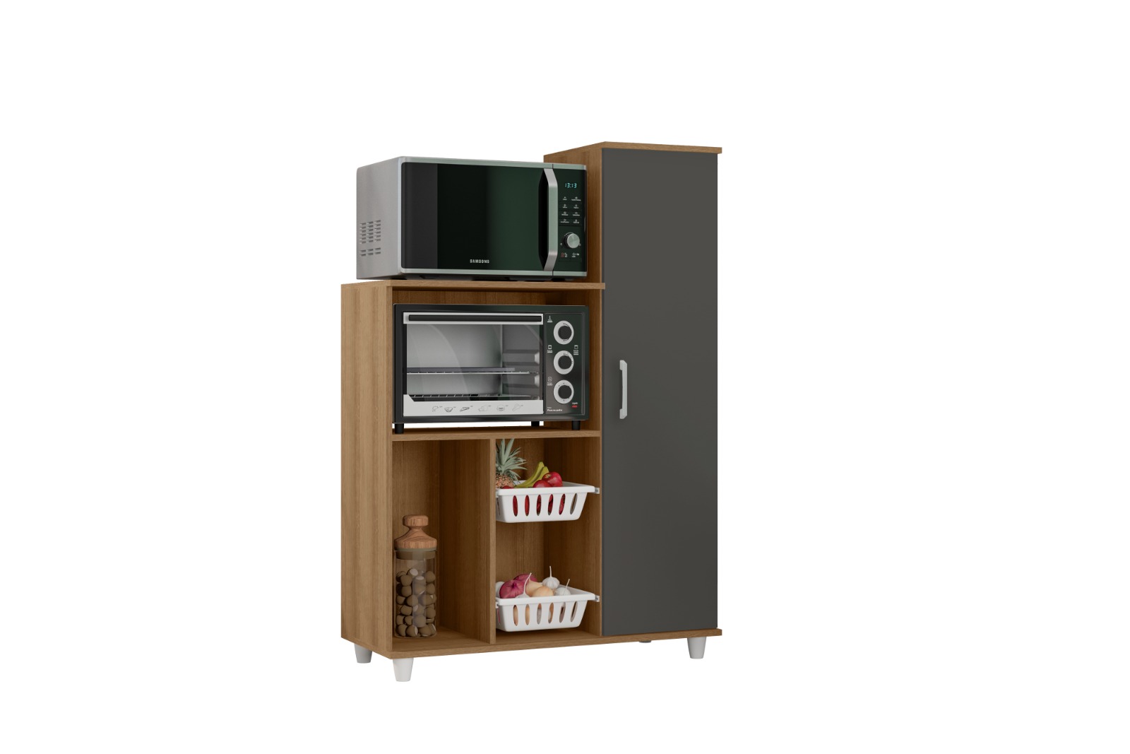 Armário Balcão Para Micro-ondas E Forno Multiuso Espaçoso Fruteira Para Cozinha com 1 Porta An
