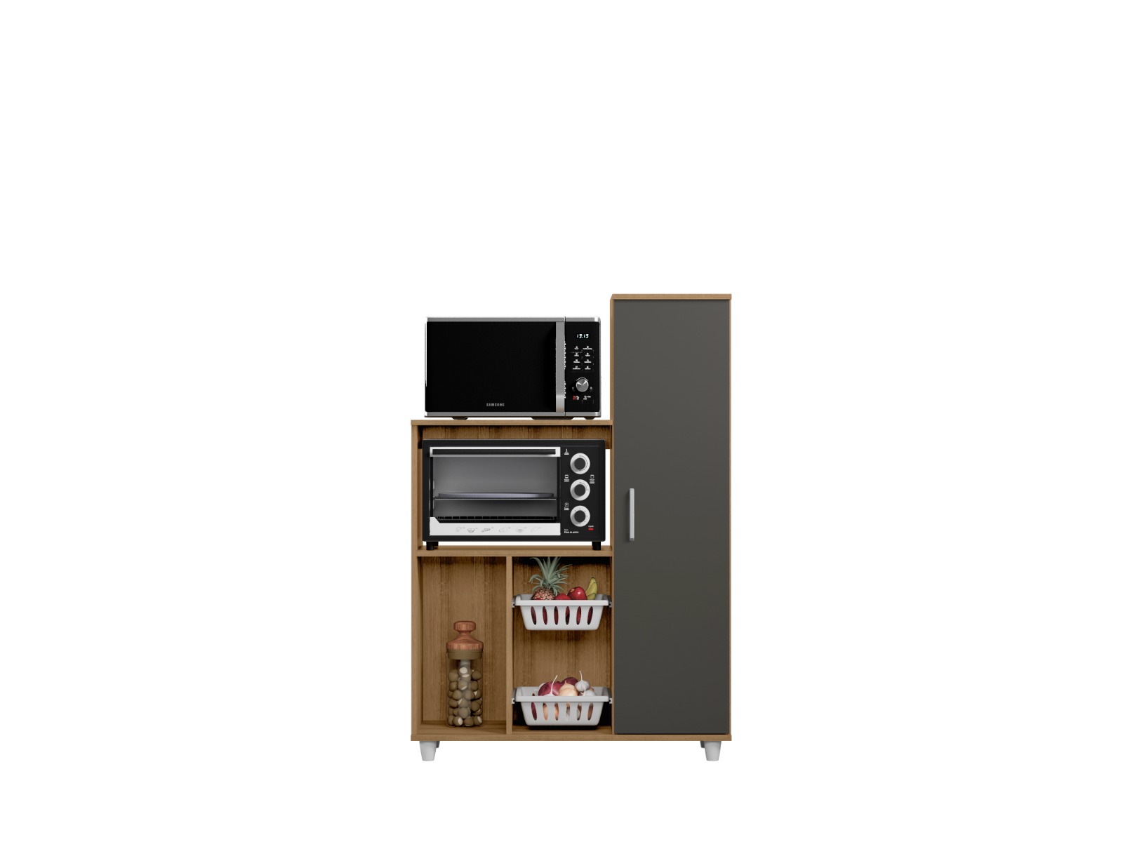 Armário Balcão Para Micro-ondas E Forno Multiuso Espaçoso Fruteira Para Cozinha com 1 Porta An