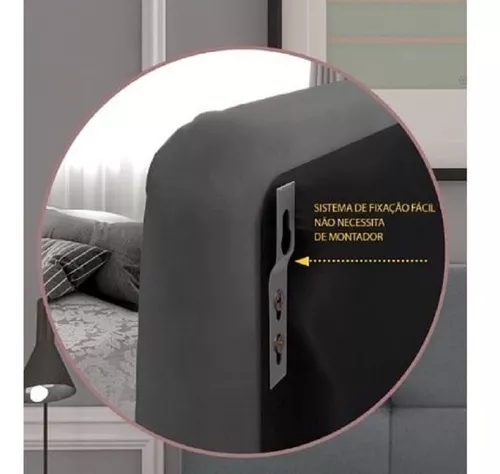 Cabeceira Painel para Cama Box Solteiro 88 Estofada Quarto Luxo Linha A Vs