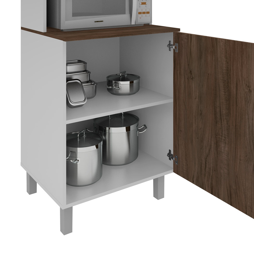 Cozinha Compacta Lorena 5 PT Carvalho e Branco
