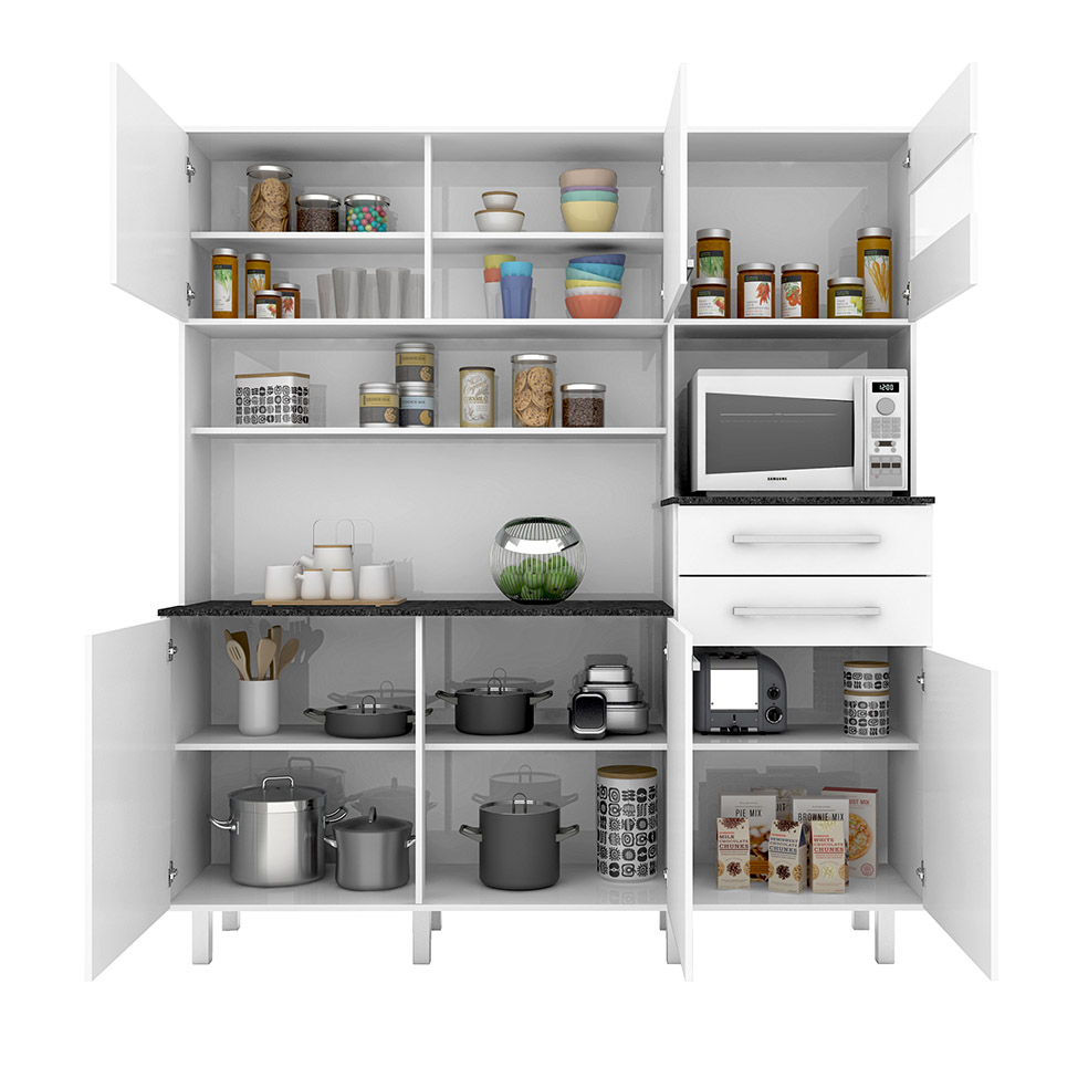 Cozinha compacta Suprema 6 Portas 2 Gavetas Branco