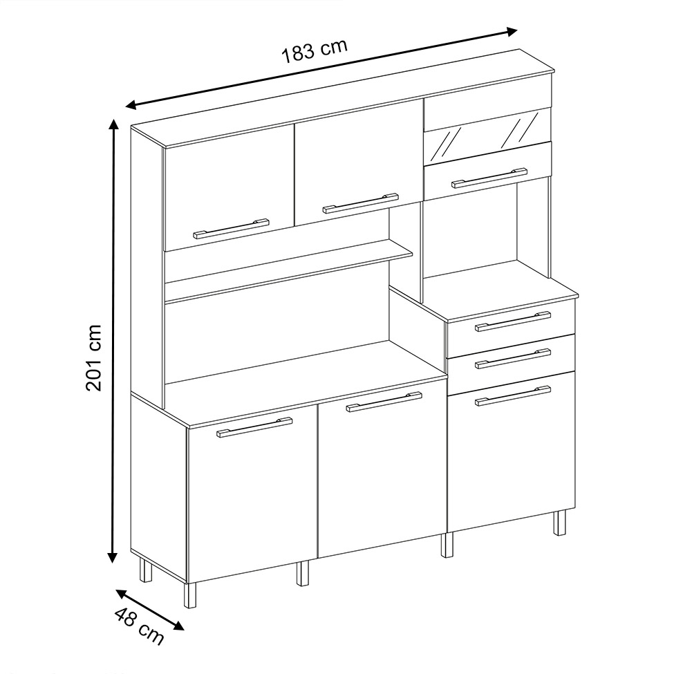 Cozinha compacta Suprema 6 Portas 2 Gavetas Branco