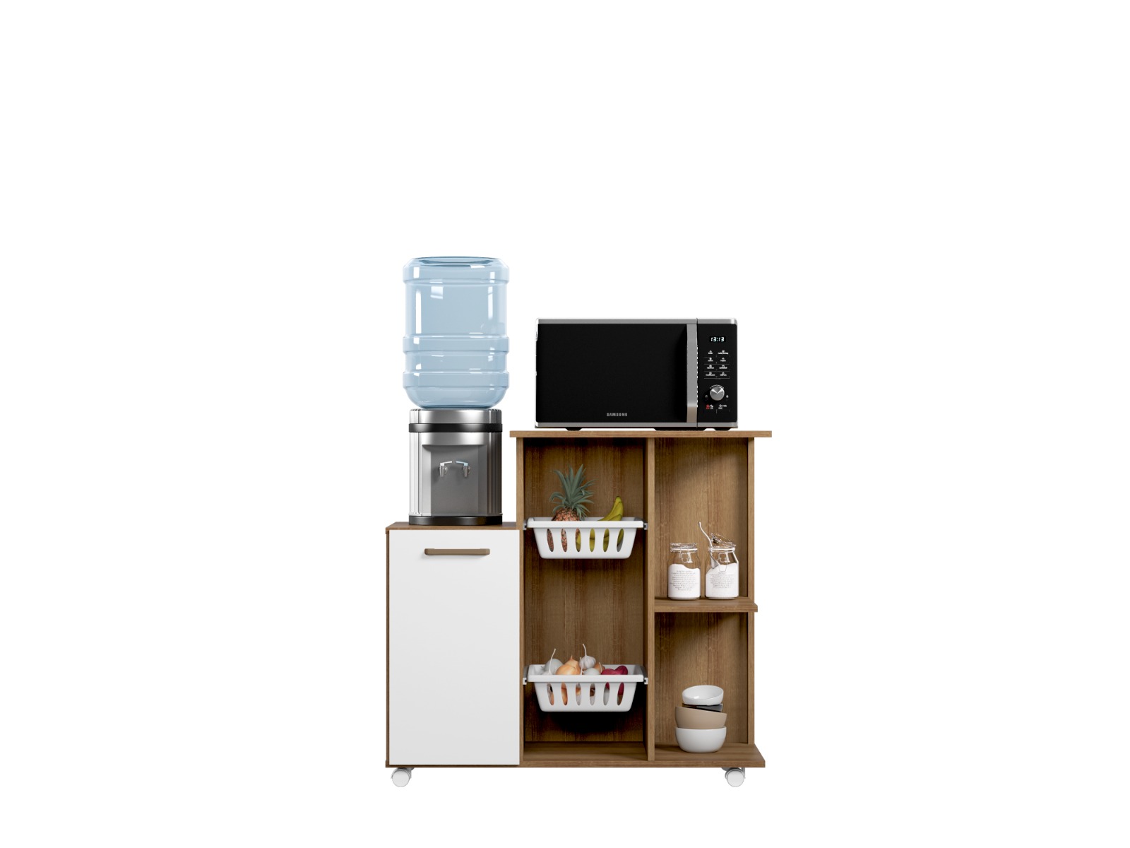 Fruteira Clara 1 Porta com 2 Cestos Branco - Madine