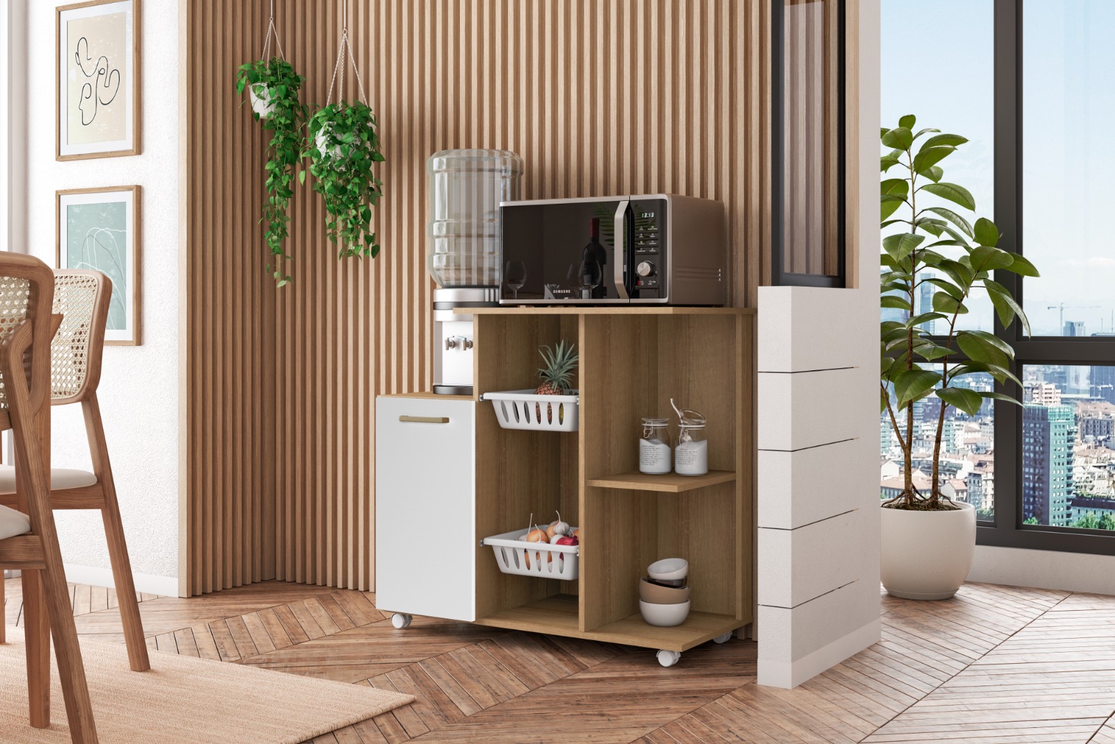 Fruteira Clara 1 Porta com 2 Cestos Branco - Madine
