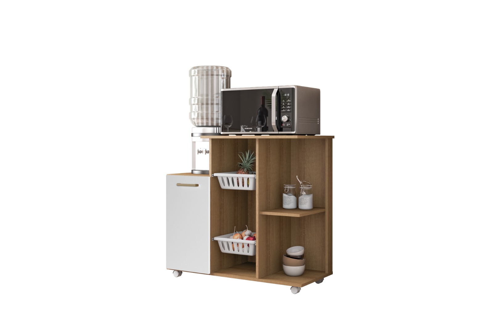 Fruteira Clara 1 Porta com 2 Cestos Branco - Madine