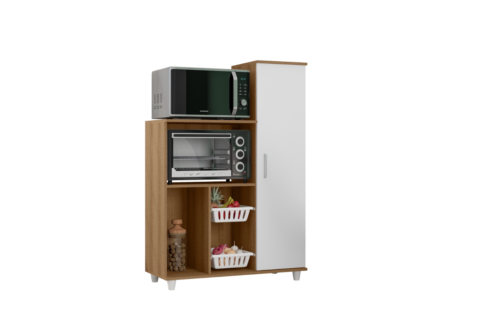 Fruteira Multiuso Para Cozinha Espaçosa com 1 Porta Balcão Para Micro-ondas E Forno An