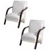 Kit 2 Poltronas Para Sala de Espera Recepção Branco Em Courino Com Braços de Madeira Decorativa Confortável Até 120 kg - PCM