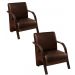 Kit 2 Poltronas Para Sala de Espera Recepção Marrom Em Courino Com Braços de Madeira Decorativa Confortável Até 120 kg - PCM