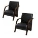 Kit 2 Poltronas Para Sala de Espera Recepção Preto Em Courino Com Braços de Madeira Decorativa Confortável Até 120 kg - PCM