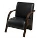 Kit 2 Poltronas Para Sala de Espera Recepção Preto Em Courino Com Braços de Madeira Decorativa Confortável Até 120 kg - PCM
