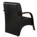 Kit 2 Poltronas Para Sala de Espera Recepção Preto Em Courino Com Braços de Madeira Decorativa Confortável Até 120 kg - PCM