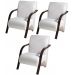 Kit 3 Poltronas Para Sala de Espera Recepção Branco Em Courino Com Braços de Madeira Decorativa Confortável Até 120 kg - PCM