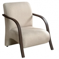 Kit 4 Poltronas Para Sala de Espera Recepção Bege Em Courino Com Braços de Madeira Decorativa Confortável Até 120 kg - PCM