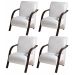 Kit 5 Poltronas Para Sala de Espera Recepção Branco Em Courino Com Braços de Madeira Decorativa Confortável Até 120 kg - PCM