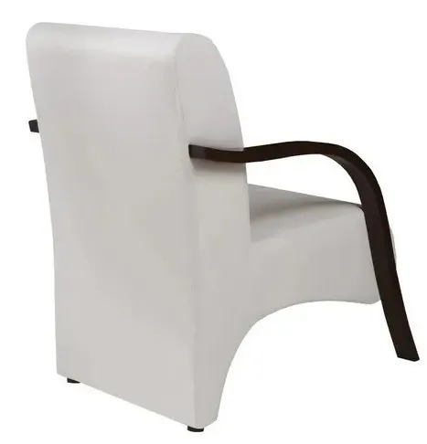 Kit 5 Poltronas Para Sala de Espera Recepção Branco Em Courino Com Braços de Madeira Decorativa Confortável Até 120 kg - PCM