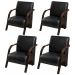 Kit 5 Poltronas Para Sala de Espera Recepção Preto Em Courino Com Braços de Madeira Decorativa Confortável Até 120 kg - PCM