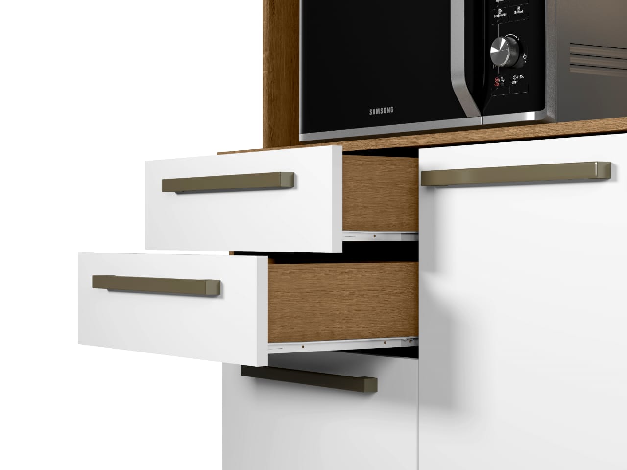 Kit Armário De Cozinha Compacta Branco Multiuso Espaçoso Com 5 Portas 2 Gavetas 1,20 Luxo Pm