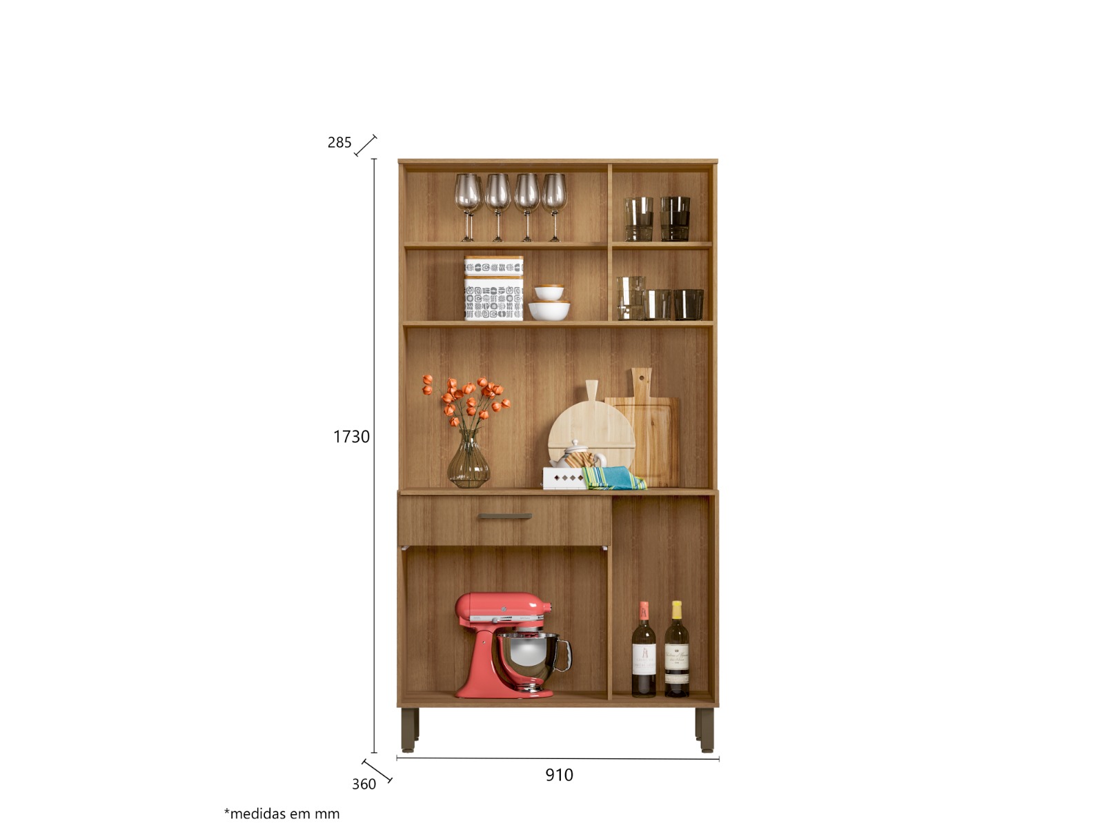 Kit Armário De Cozinha Compacta Elmo Viena Plus Com 4 Portas e 1 Gaveta Vp