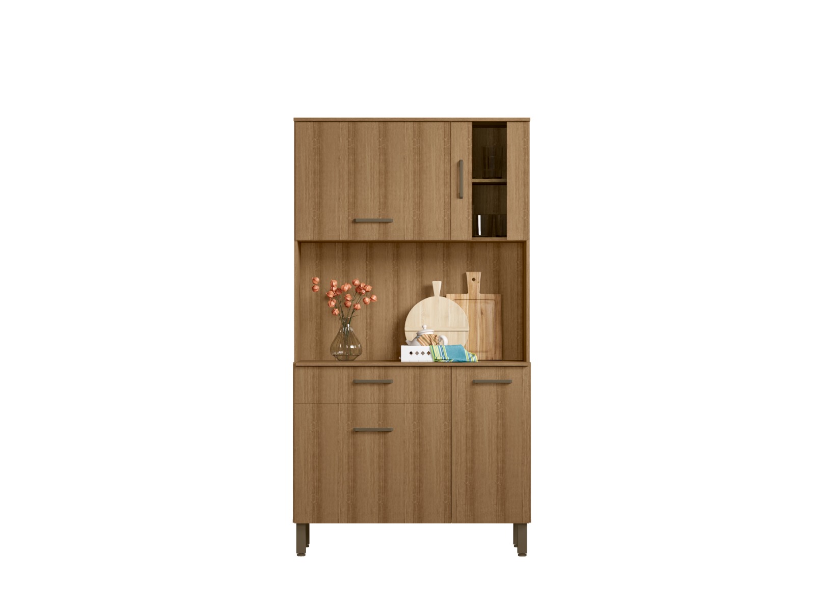 Kit Armário De Cozinha Compacta Mel Viena Plus Com 4 Portas e 1 Gaveta Vp