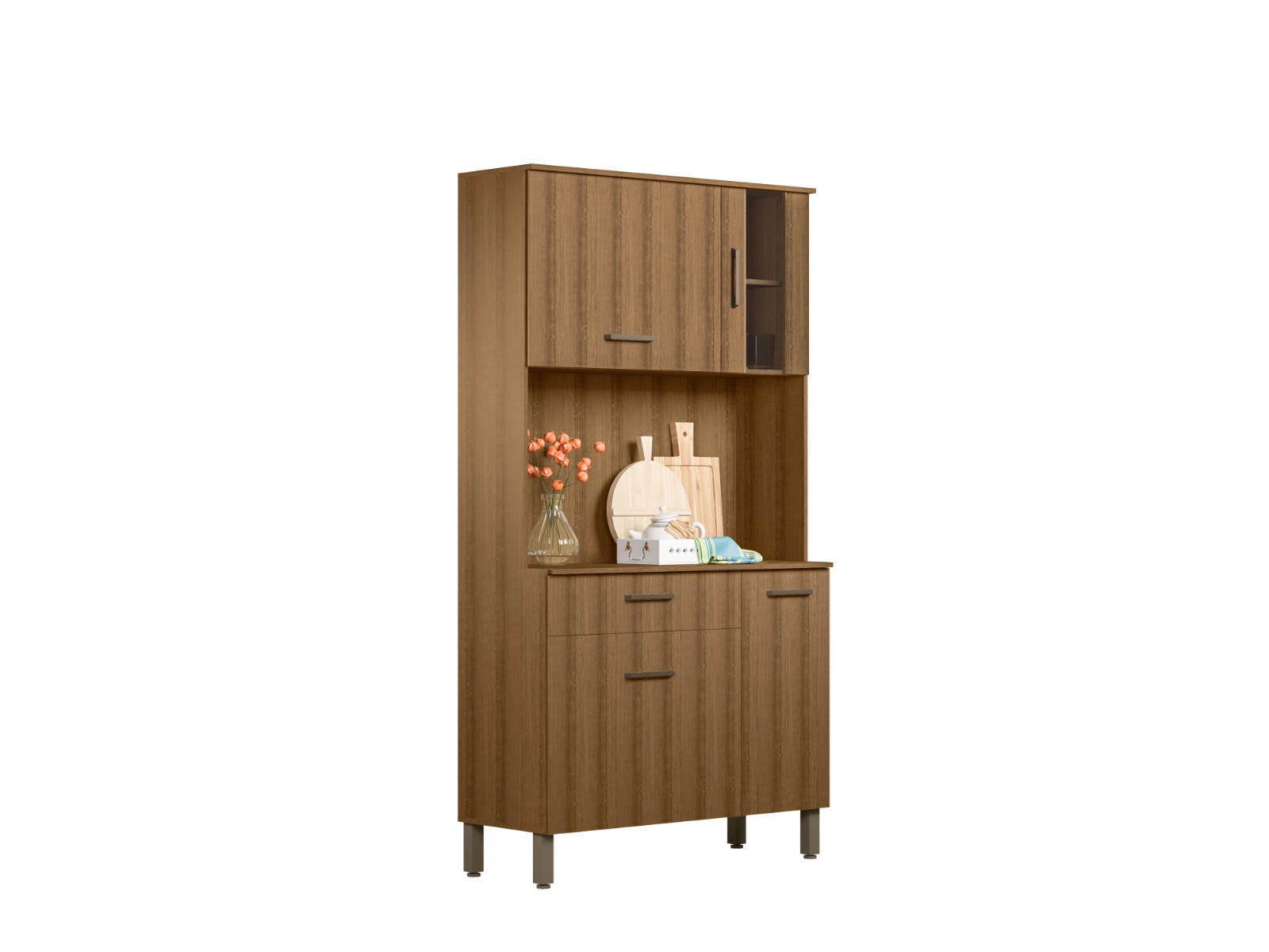 Kit Armário De Cozinha Compacta Mel Viena Plus Com 4 Portas e 1 Gaveta Vp