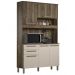 Kit Armário De Cozinha Compacta Preto com Marrom Multiuso Espaçoso Com 5 Portas 2 Gavetas 1,20 Luxo Pm