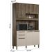 Kit Armário De Cozinha Compacta Preto com Marrom Multiuso Espaçoso Com 5 Portas 2 Gavetas 1,20 Luxo Pm