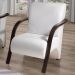 Poltrona Para Sala de Espera Recepção Branco Em Courino Com Braços de Madeira Decorativa Confortável Até 120 kg - PCM