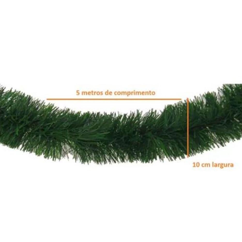 Festão Largo Pet 11 Fitas para Decoração de Natal 10cm com 5 Metros Magizi Verde