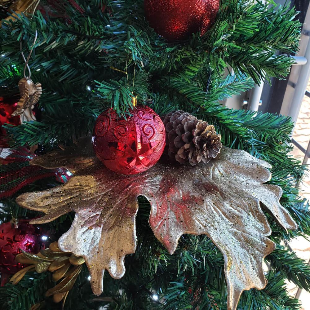 Galho Chifre de Cervo para Decoração Natalina Arranjo 48cm Magizi Dourado com Glitter