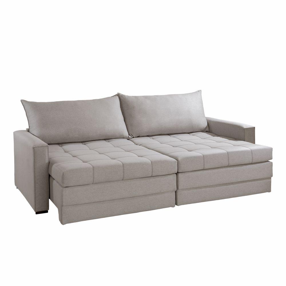 Sofá Cama Retátil E Reclinável Captiva Linho Cinza 2,24 M