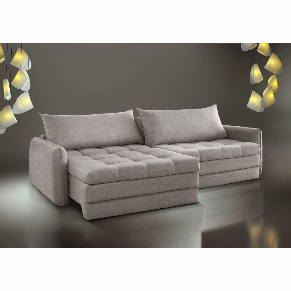 Sofá Cama Retátil E Reclinável Captiva Linho Cinza 2,24 M