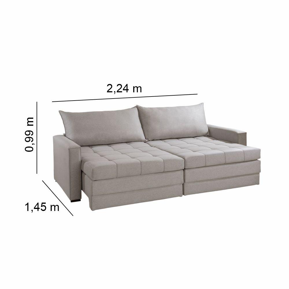 Sofá Cama Retátil E Reclinável Captiva Linho Cinza 2,24 M