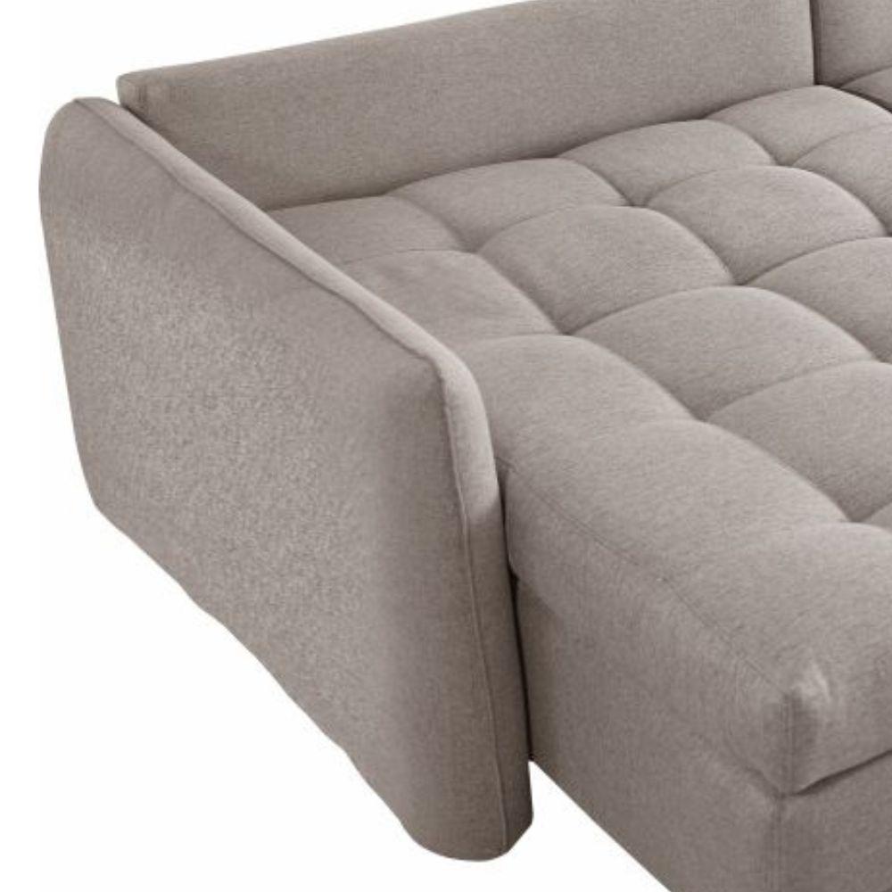 Sofá Cama Retrátil e Reclinável Captiva Tecido Linho Cinza 2,04 M