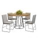 Conjunto Sala de Jantar Mesa 110cm Mdf Bp com 4 Cadeiras Dubai Mais Decor Linho Cinza Claro/Preto Fosco/Siena