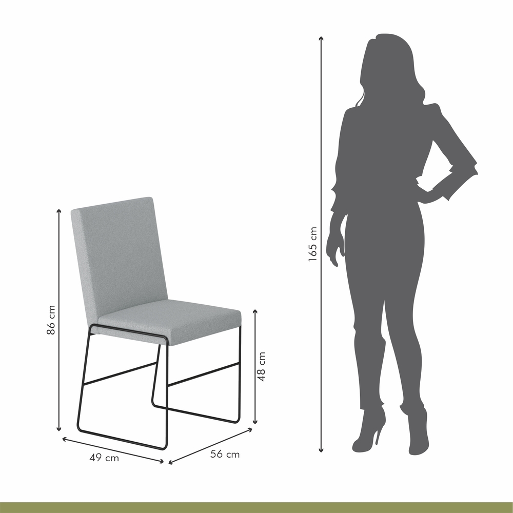 Conjunto Sala de Jantar Mesa 110cm Mdf Bp com 4 Cadeiras Dubai Mais Decor Linho Cinza Claro/Preto Fosco/Siena