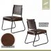 Conjunto Sala de Jantar Mesa Espanha 180cm com 6 Cadeiras em Aço e Junco Madri Mais Decor Courissimo Marrom/Mocaccino/Grafite/Junco Carvalho