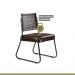 Conjunto Sala de Jantar Mesa Espanha 180cm com 6 Cadeiras em Aço e Junco Madri Mais Decor Courissimo Marrom/Mocaccino/Grafite/Junco Carvalho