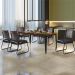 Conjunto Sala de Jantar Mesa Espanha 180cm com 6 Cadeiras em Aço e Junco Madri Mais Decor Courissimo Preto/Mocaccino/Preto/Junco Carvalho